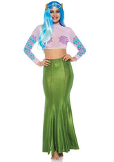 Shimmer Spandex Mermaid Costume Maxi Skirt Sexy Green Small Medium Green Costumes